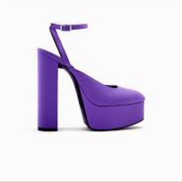 NWT Zara purple ANKLE STRAP HEELED PLATFORM SHOES - never worn - Picture 3 of 3